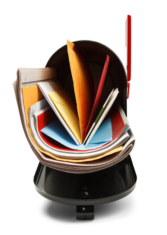 Mailbox full of postal mail for lead generation for direct mail lead generation